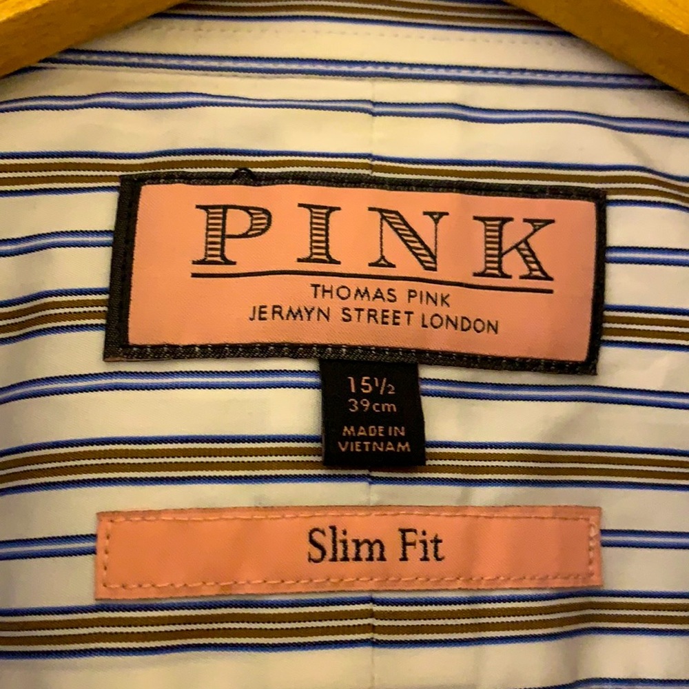 Pink multi stripe cotton shirt - like NEW size 15.5